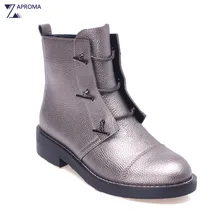 Silver Gray Low Heel Women Bling Ankle Boots High Top Lace Up Gothic Autumn Winter Short Plush Shoes 2018 Metal Decoration Chain
