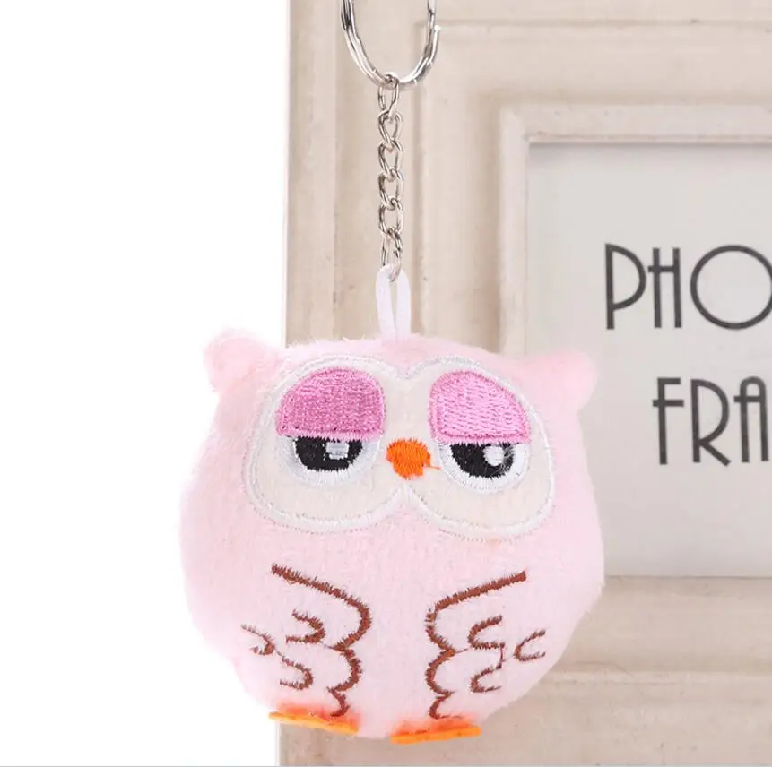 buy 14CM Cute Fluffy Owl Keychain amp; Pendant Women Key Ring Holder Faux Bunny Rabbit Fur Pompoms Key Chains For Handbag Plush doll