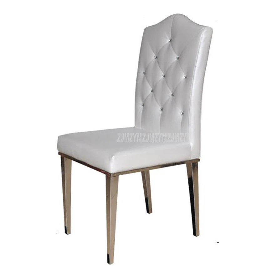 2PCS/Set Stainless Steel Leather Dining Chairs Fashion Kitchen Living Room Dining Chair Black/White Metal Leather Furniture