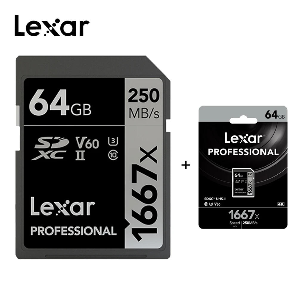 Lexar sd карта 256 ГБ 128 Гб 64 U3 V60 4K высокая скорость 250 м/с SLR микро Одиночная камера