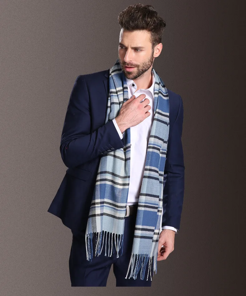2021 New Europe Fashion Shawl Scarves Men Winter Warm Tartan Designer Scarf Business Sjaal Plaid Cotton Wraps Bufanda Foulard