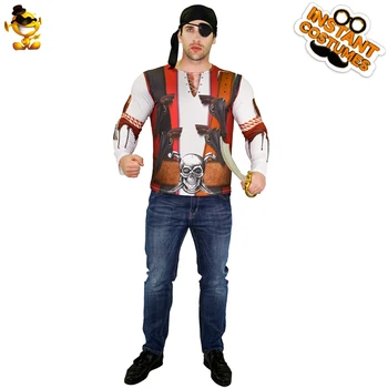 

Pirate Top Clothes for Carnival Party Costumes New Arrival 3D Printing Handsome Men's T-shirt Pirate Long Sleeve Style