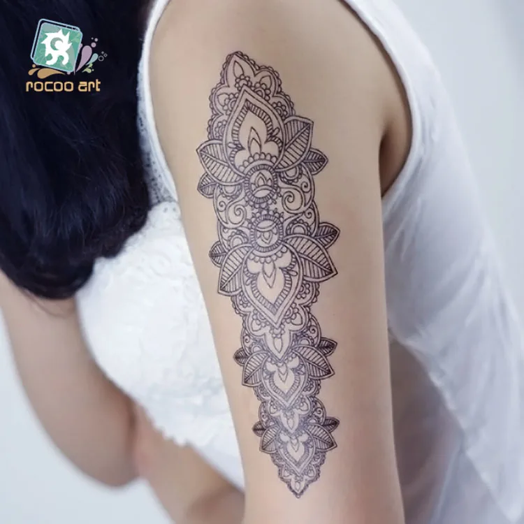 Черно белая хна краски для тела Временные татуировки (упаковка из 6 листов)