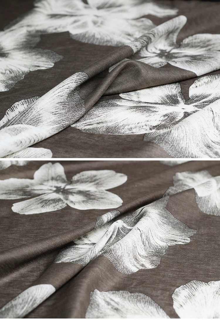 Перламутровый шелк 140 см ширина большие цветы напечатаны лен тонкий лен материалы для одежды летнее платье Сделай Сам одежда ткани