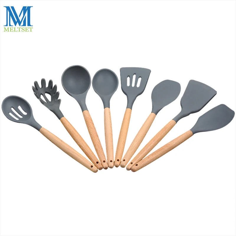 

Meltset 1PC Kitchen Cooking Tools Food Grade Silicone Spatula Ladle Spaghetti Slotted Turner Brush Spoon Kitchen Tableware Sets