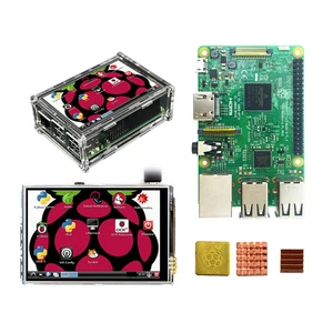 Raspberry Pi 3 стартовый комплект оригинальный Raspberry Pi 3 + 3,5 дюймов сенсорный экран + акриловый чехол + теплоотвод - изображение