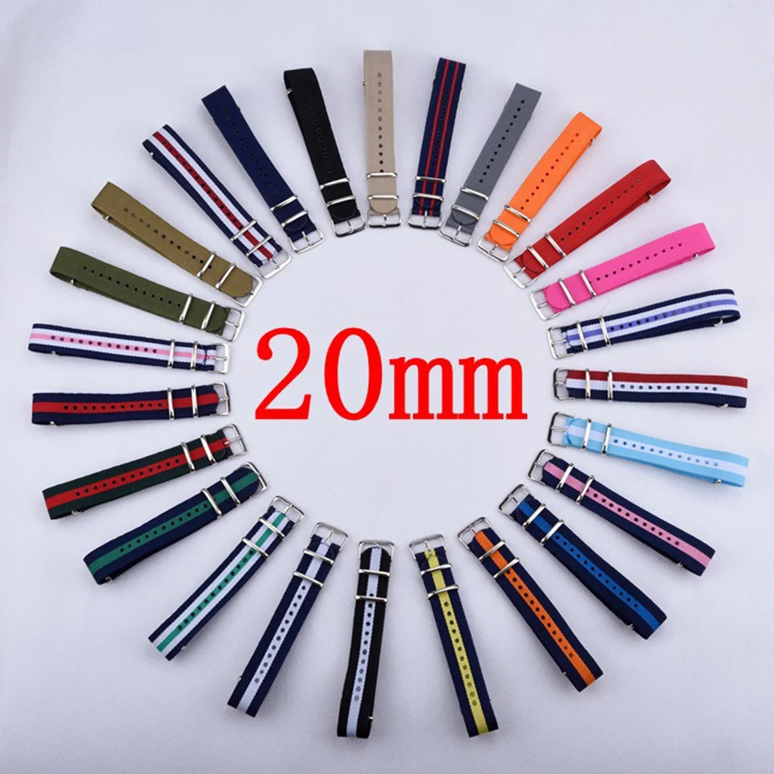 

Watchband 1PCS Nylon Nato Watch Strap 20mm Watch Band Waterproof Watch Strap - 80 Multicolor Colors In Stock