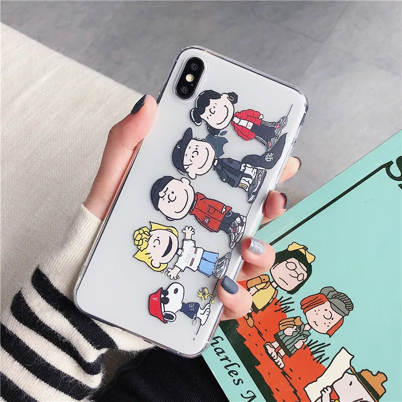 Милый мультяшный мобильный чехол для iPhone X XR XS Max 7 8 6 6s Plus персонаж прозрачный ТПУ