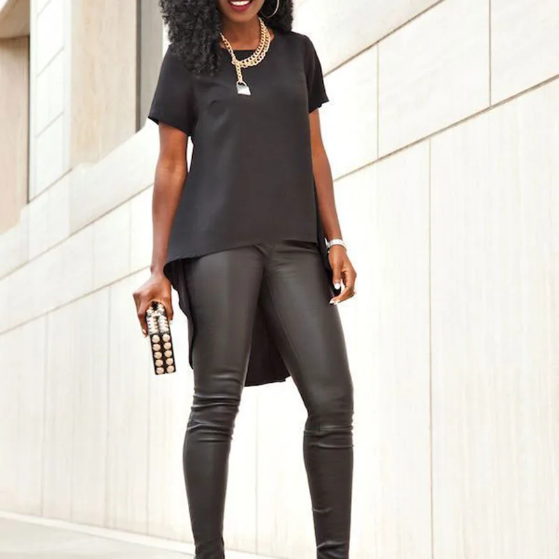 Summer Women O-Neck Chiffon Top Tee Irregular Solid Blouses Casual Loose Short Sleeve Blouse Blusa Plus Size S-5XL Summer Women O-Neck Chiffon Top Tee Irregular Solid Blouses Casual Loose Short Sleeve Blouse Blusa Plus Size S-5XL