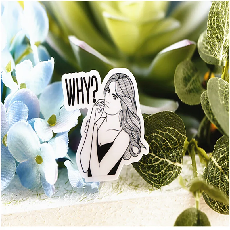 40pcs Creative Cute Self-made Black and white fashion girl Scrapbooking Stickers /Decorative Sticker /DIY Craft Photo Albums - Image 4