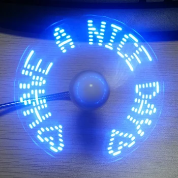 

LED Fan Mini USB Powered Letters Message Fake Clock Cooling Flashing PC Fan USB LED Imitation Clock Fan with USB Changing Cable