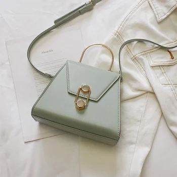

Elegant Lady Metal Tote Bag 2020 Summer New High Quality PU Leather Women's Luxury Designer Handbag Lock Shoulder Messenger Bags