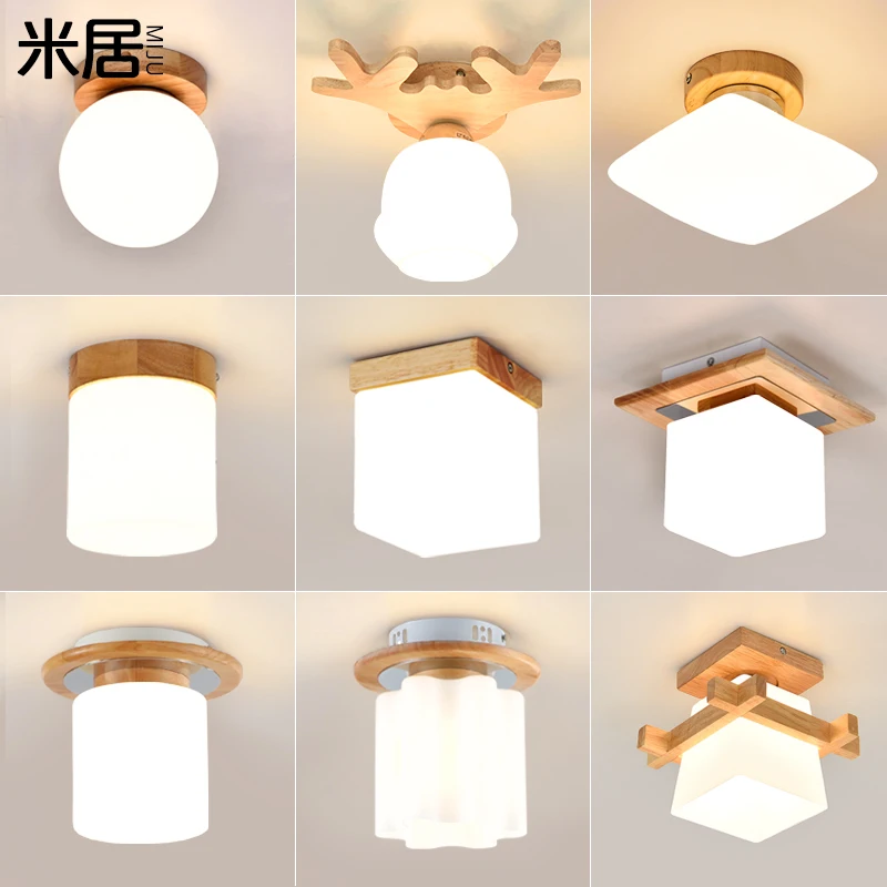 

corridor balcony led to absorb dome light contracted and contemporary single-end real wood bedroom living room lamp