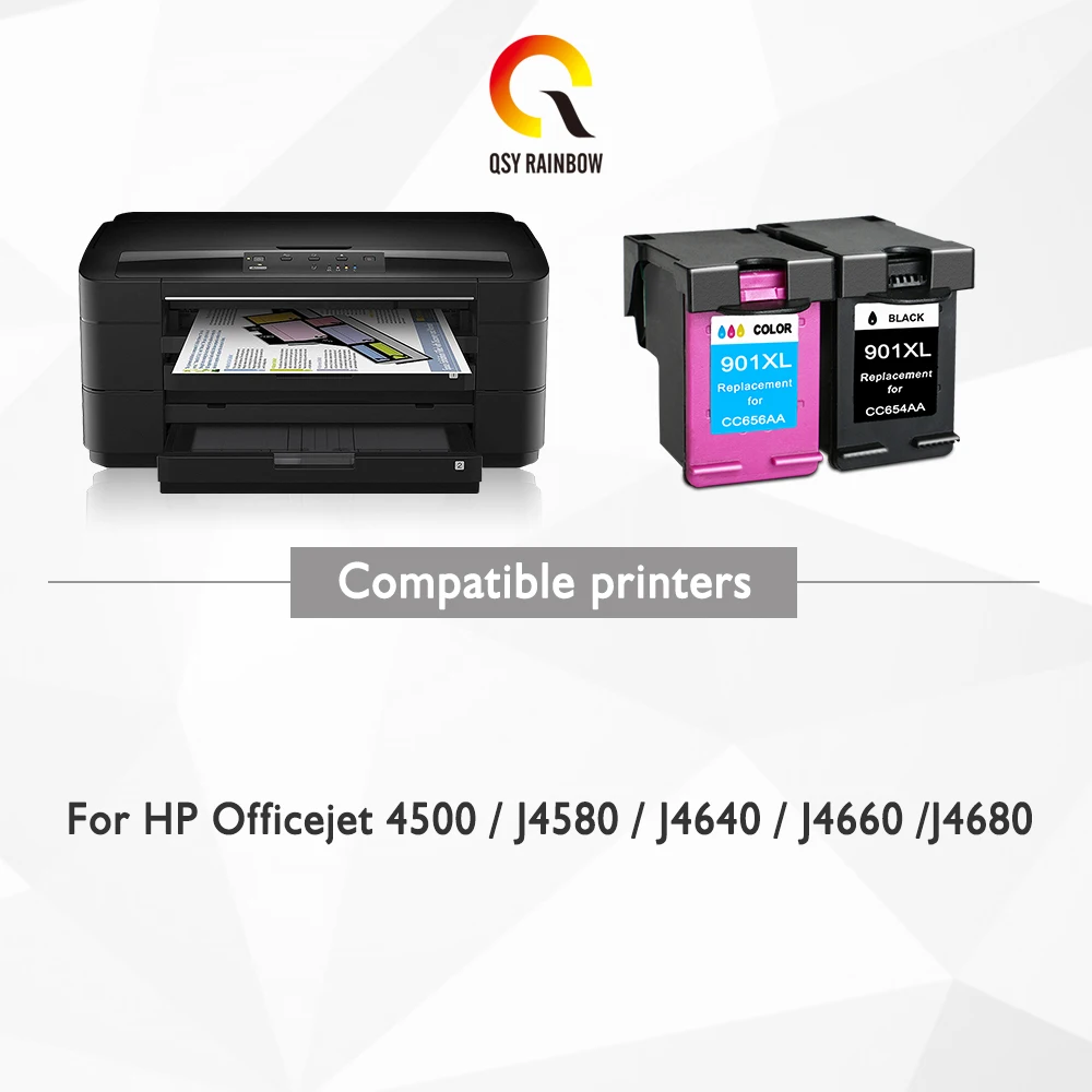 Чернильный картридж QSYRAINBOW Восстановленный для HP 901 XL hp Officejet 4500 J4500 J4550 J4680 J4524 J4580