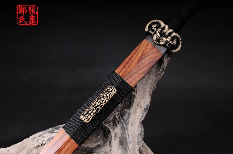 Ручной работы, антикварная Китайский Меч Han jian кованый клинок из дамасской стали лезвие Suanzhi деревянные ножны Sharp питания-LeiJu