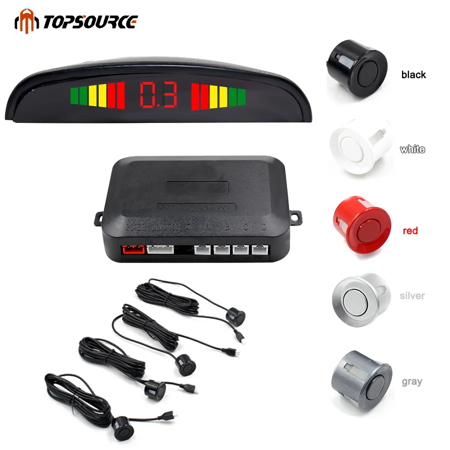 Car Auto Led Parking Sensor Parktronic Display 4 Sensors Reverse Backup Assistance Radar Detector Light Heart Monitor System