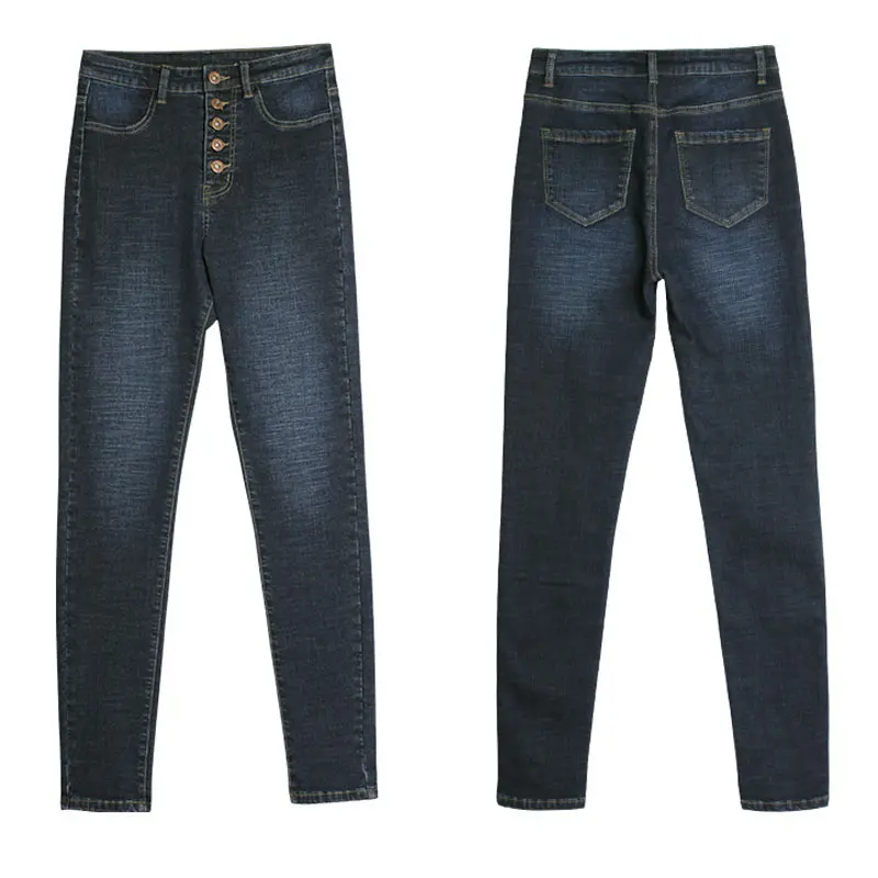 Эластичные женские джинсы размера плюс с высокой талией, тянущиеся черные джинсы из бамбукового волокна, обтягивающие узкие брюки для женщин большого размера