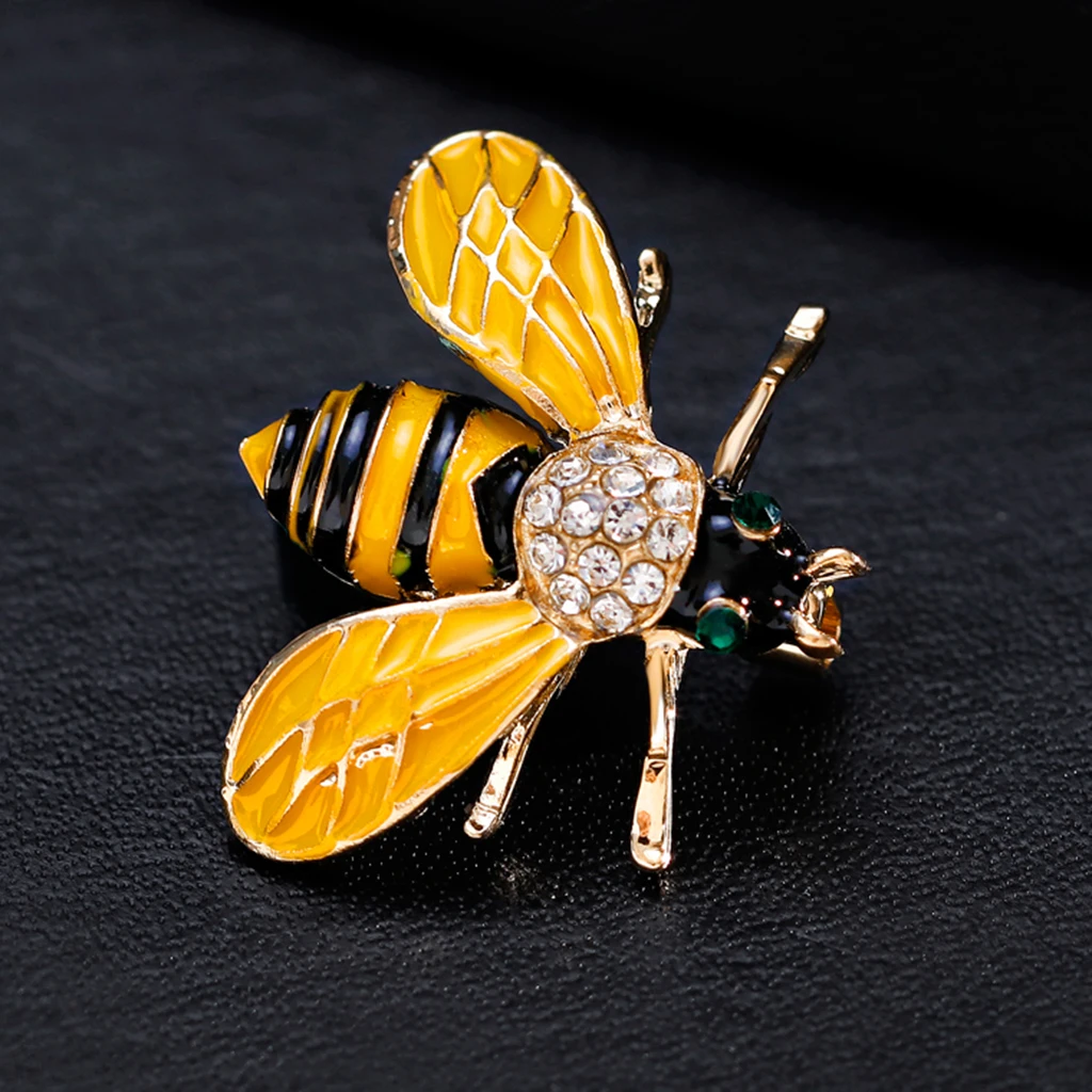 2 Pieces Cute Honeybee with Rhinestone Paved Bug Brooch Insect Lapel Pin Boutonniere Collar Badge Jewelry
