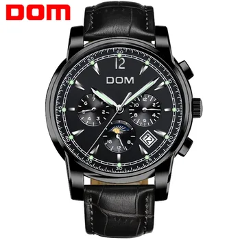 

DOM Brand Man Watch Fashion Mechanical Watches Sport Waterproof Luxury Luminous Leather Wristwatch Relogio Masculino M-75BL-1MX