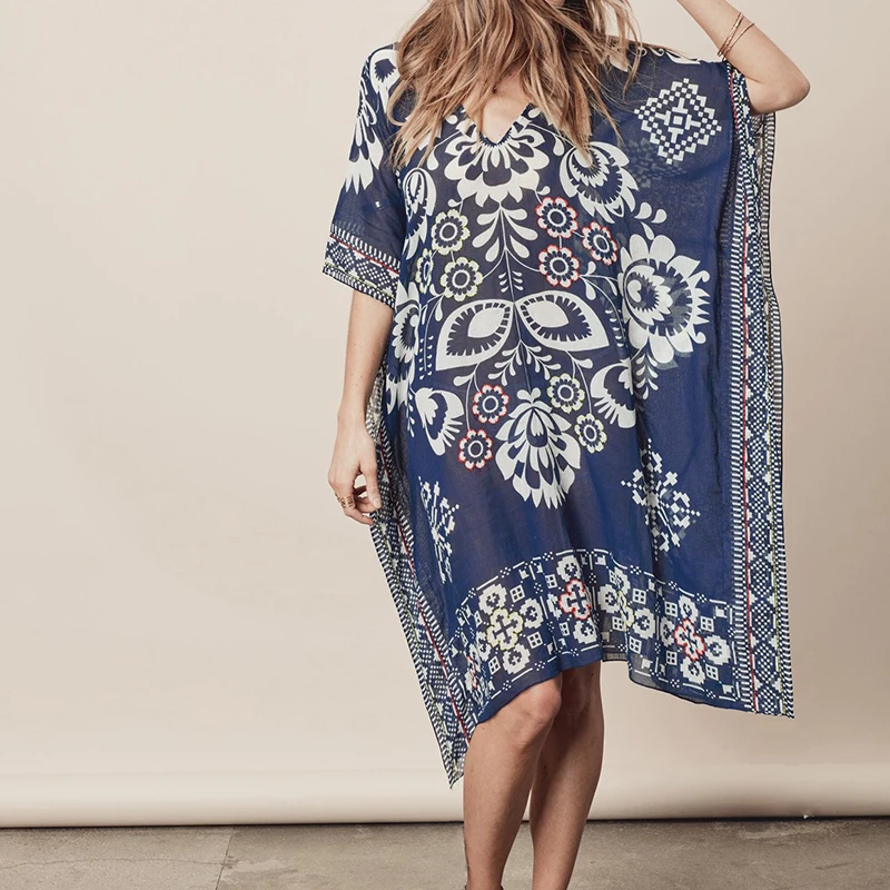 

Chiffon Beach Cover up Tunics for Beach Print Bikini Cover up Saida Praia Beach wear Pareo Clothes for the beach Swimsuit cover