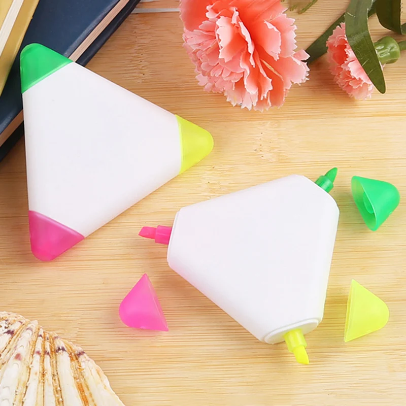 

Creative Highligter Markers Triangle Polygon Highlighters Pen Japanese Stationery Multicolor Marke Pen School 1pc