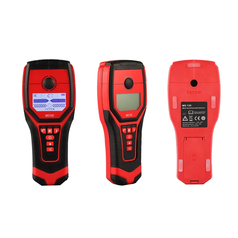 

1 Set Portable Metal Detector MD120 3 In 1 Wall Detector Metal Wood Stud Finder AC Cable Live Wire Scanner Accurately