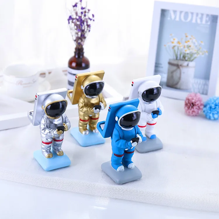 

Resin Space Astronaut Mobile Phone Holder Figurines Miniatures Craft Desktop Home Decoration Accessories