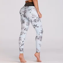 Новые пикантные кружево Сращивание талии леггинсы для женщин для принт карман тренировки одежда Push Up фитнес женский эластич