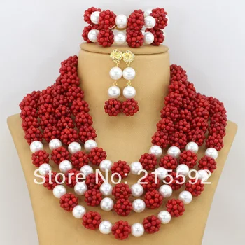 

Free Shipping!2016 Latest Jewelry Sets Coral Beads Jewelry Set Nigerian Wedding African Beads Jewelry Sets Bridal Necklace CJ087