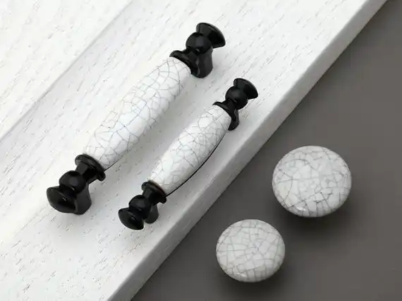 2 5 3 75 Black And White Crack Handles And Knobs Porcelain