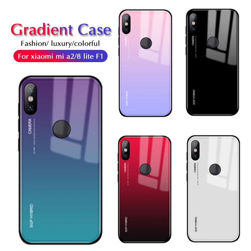 

Mia2 Pocofone Case For xiaomi mi 8 lite Gradient Tempered Glass Phone Cover Shell xiomi xaomi mi8 a 2 light Pocophone f 1 Coque
