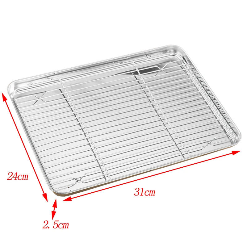 Stainless Steel Baking Tray & Removable Cooling Rack Set