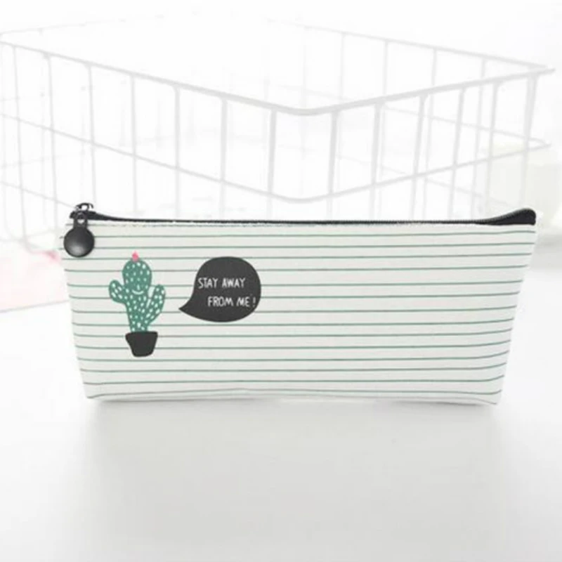Сумка карандаш вместительная из парусины с зеленым КАКТУСОМ|pencil bag|bag pencilschool supplies