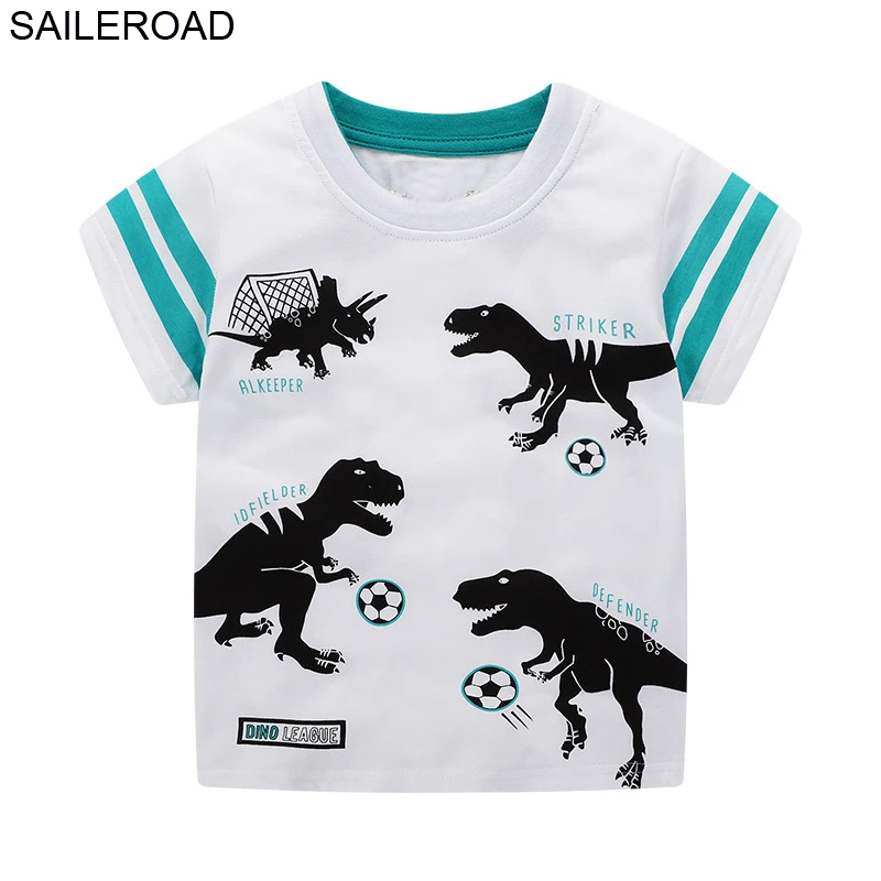 SAILEROAD 3 шт. Динозавров Детские футболки с принтом животных Детская одежда Лето Детские с коротким рукавом футболки для мальчиков 4 года для девочек