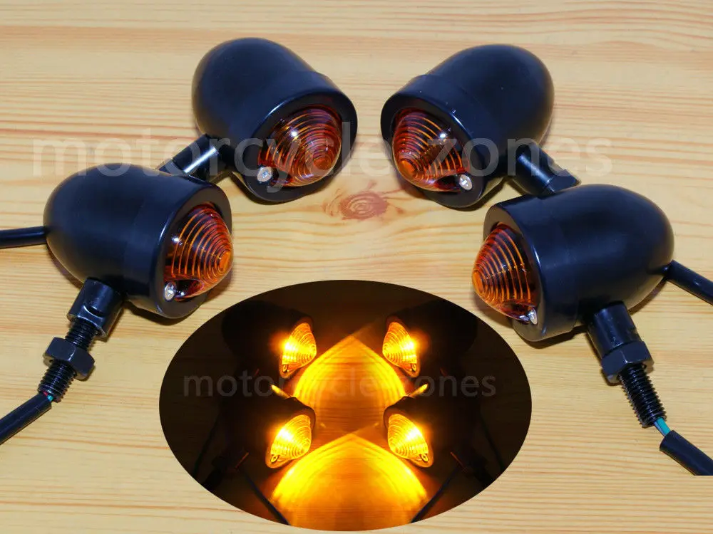 Universal Motorcycle Black Bullet Turn Signal Indicator Amber Blinker Light For Honda Aero Phantom VLX VT600 VT750 VT1100 |