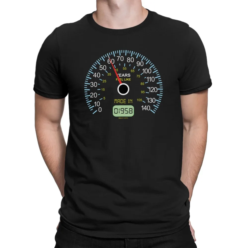 

Mens Speedometer 60Th Birthday T-Shirt 60 Years Made In 1958 Funny Gift Joke 100% Cotton Short Sleeve O-Neck Tops Tee Shirts