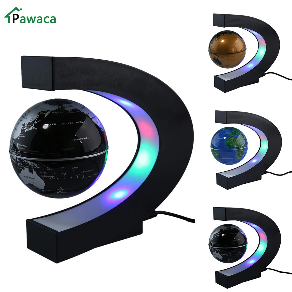 Comprar Mapa del mundo de la luz de levitación magnética de la forma del globo Tellurion flotante del LED de la decoración de la Oficina del hogar del enchufe de EE. UU. UE Reino Unido