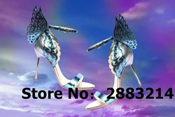 

Wedding Bride Pumps Genuine leather Butterfly high heels Ladies Summer Sandals Angel-wing Gladiator Open Toe Woman Euro 35-42