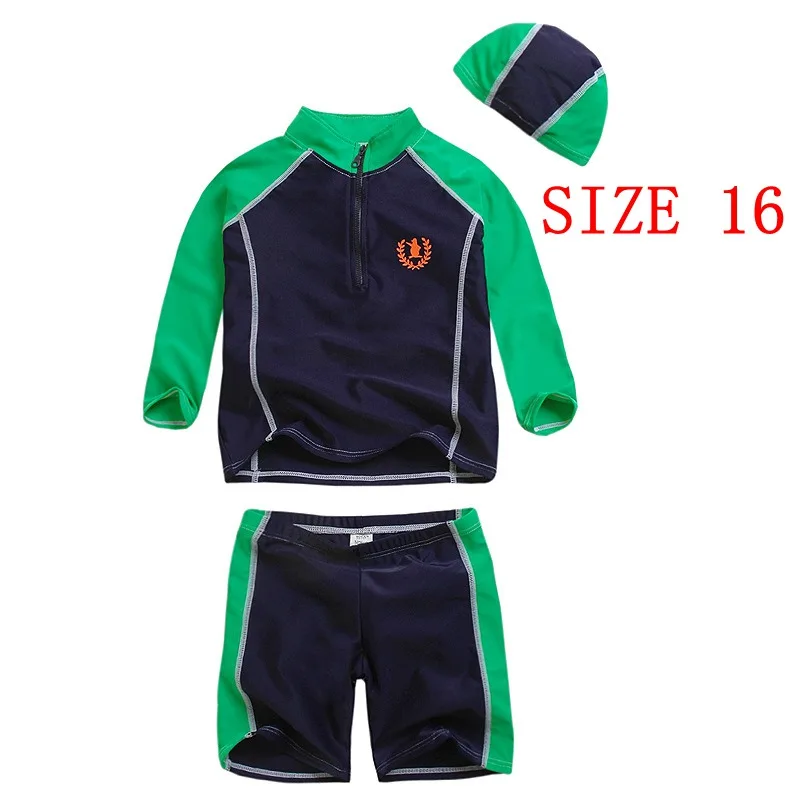 Детский купальный костюм из 3 предметов для мальчиков, купальный костюм с длинными рукавами UPF50, пляжный купальный костюм для подростков, купальные костюмы для мальчиков-подростков - Цвет: SIZE 16 (150-160CM)