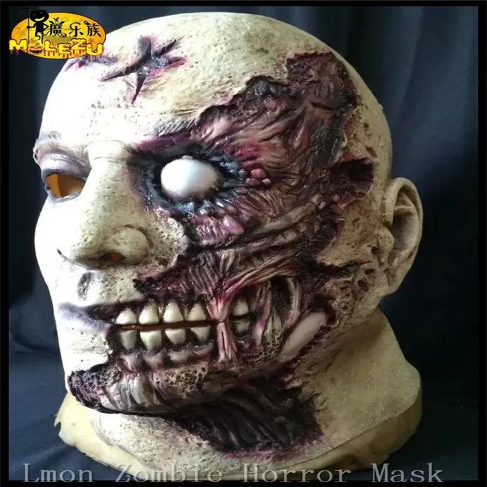 

Adults Size Bloody Zombie Mask Melting Face Adult Latex Costume Walking Dead Halloween Scary Cosplay Ghost Mask Free shipping