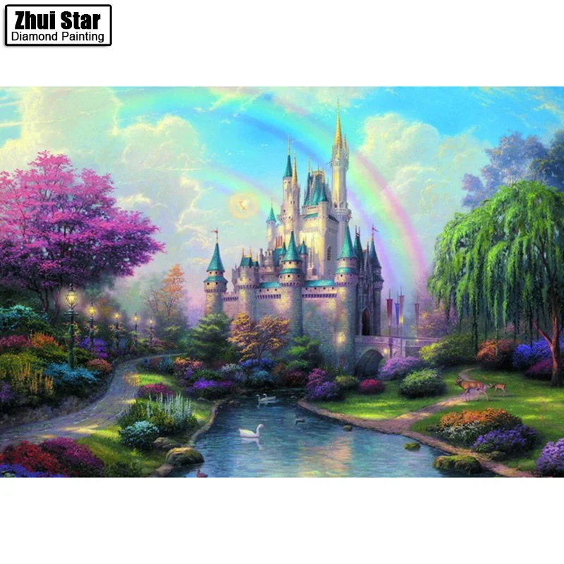 

5D diamond embroidery"Purple castle"icons living room decoration diy diamond painting plant 3D diamond mosaic christmas gift