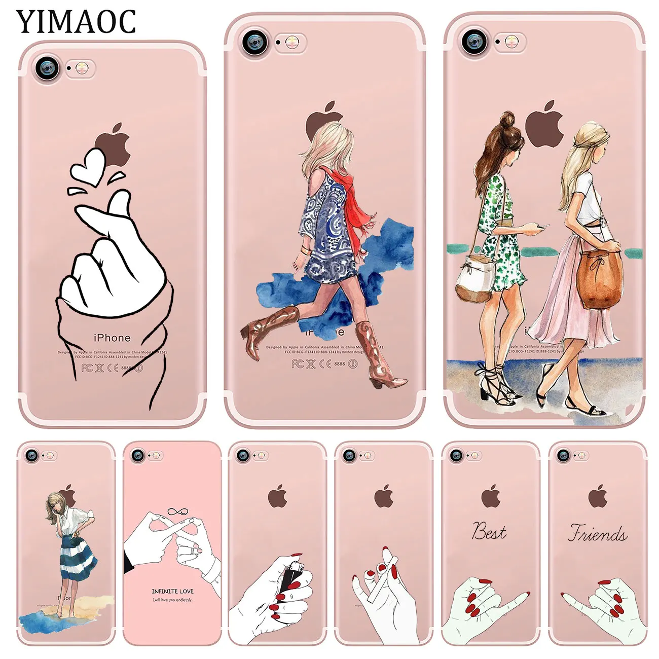 

YIMAOC Best Friend Girlfriend Boyfriend Shopping girl Soft Silicone Case for iPhone X XS Max XR 5 5S SE 6 6S 7 8 Plus 10 Cover