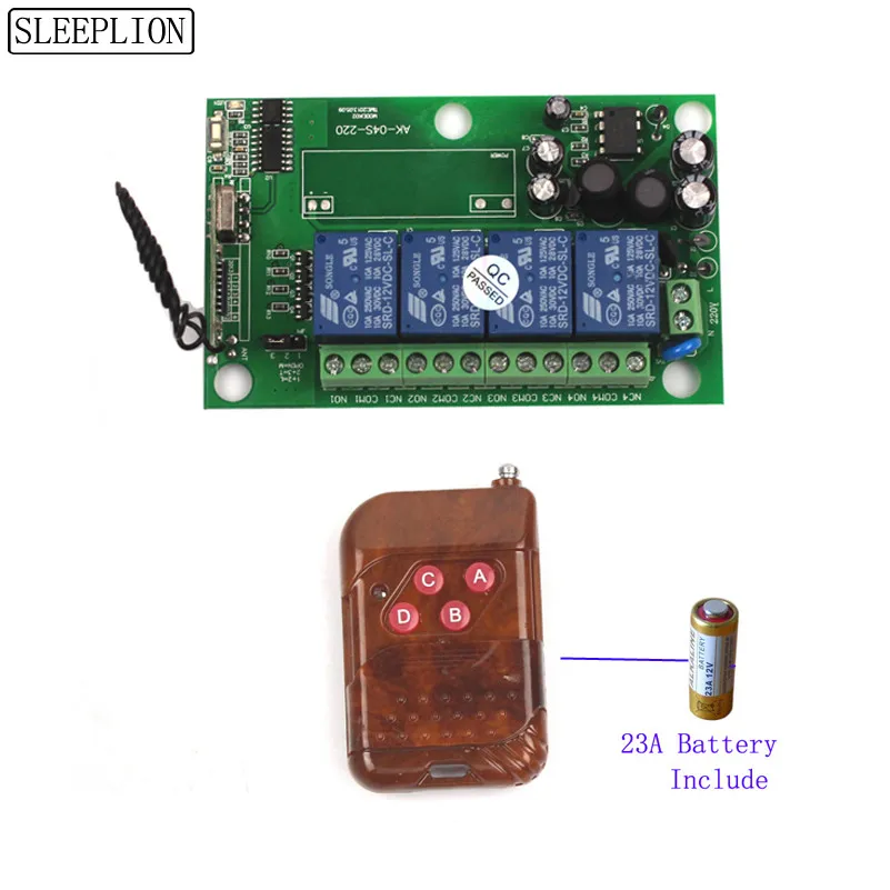 110V 220V 240V 4CH RF Wireless Remote Relay Switch Receiver Security Garage Doors Lamps 85-250V Switch Remote Control (1)