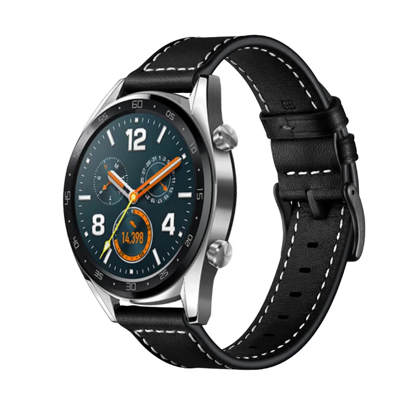 Ремешок для huawei watch gt GT2, кожаный ремешок, сменный ремешок 22 мм, ремешок для honor watch magic/galaxy watch 46 мм, ремень