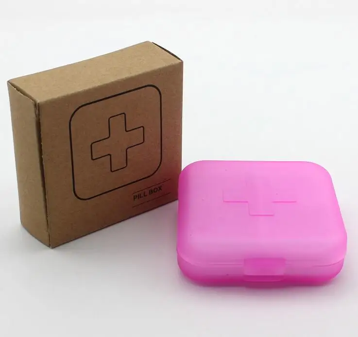

4 grid kit Pill boxes mini pillbox kraft box packaging small items storage box personal detachable pill cases
