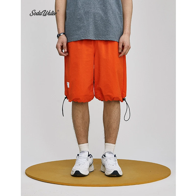 

SODA WATER Drawstring Shorts 2019 Summer Street Style Loose Casual Shorts Solid Shorts Swag Hip hop Elastic Waist Shorts 9317S