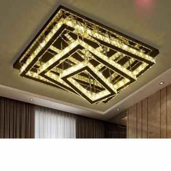 

Living room lamp Simple modern rectangular atmospheric crystal lamp three-tiered ceiling lamps LED restaurant bedroom fixture