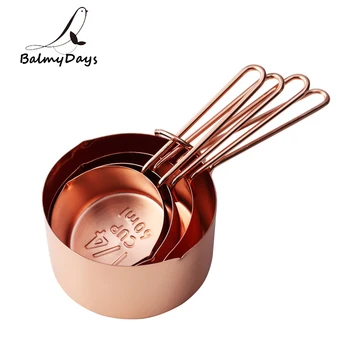 Kitchen Scale 4Pcs Stainless Steel Measuring Cup Set Gold Measuring Cups Coffee Scoop Spoon Measuring Spoon Baking Cooking Tools