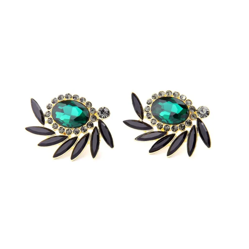 Evening Party Elegant Fashion Emerald Crystal Symmetric Stud Earrings Women Jewelry Factory Wholesale (4)