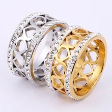 Стальное кольцо с полым сердцем, Золотое кольцо, горячая Распродажа, обручальные кольца для пальцев, Женские Ювелирные изделия, подарки G-065